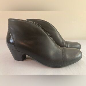 Rieker Leather Ankle Boot with Patent Leather Heel